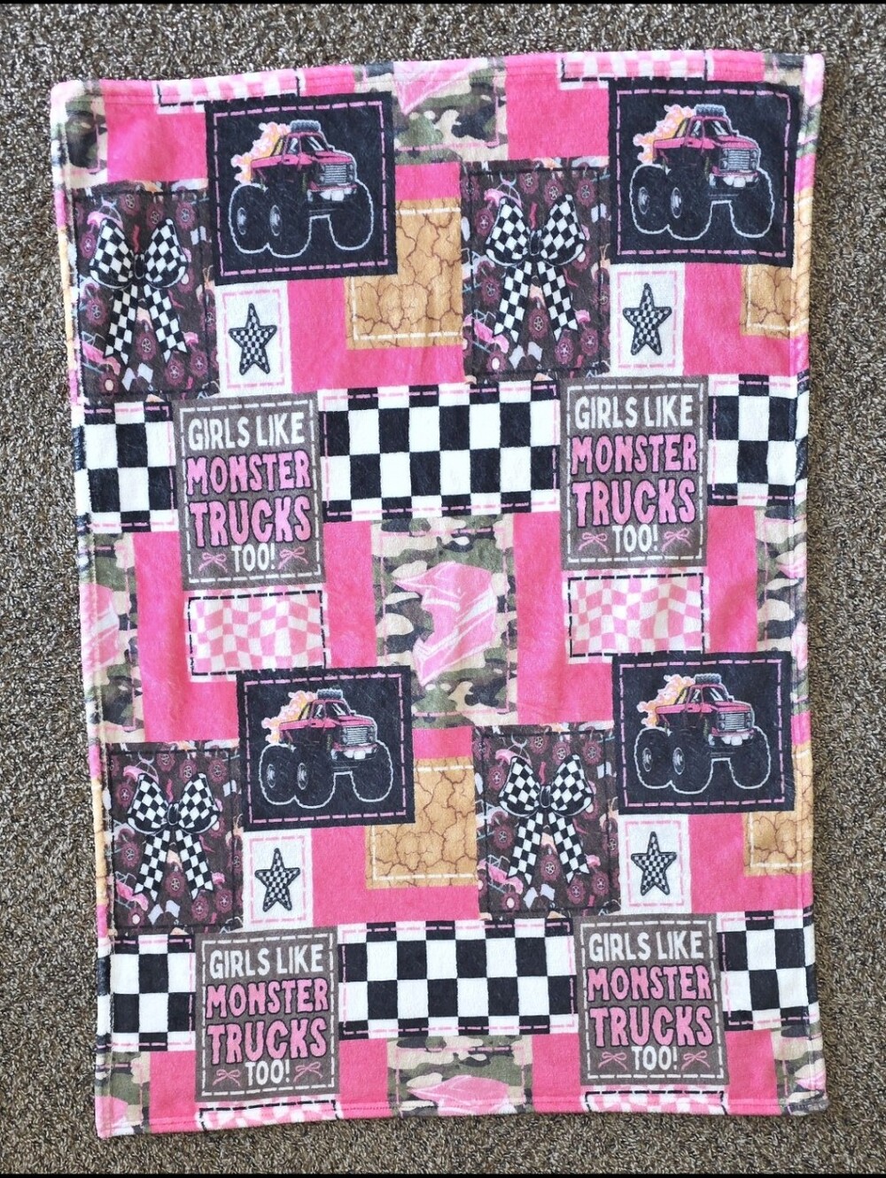 Girls' Monster Truck Throw Blanket - Picture 2 of 2